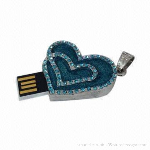 Blue Heart-shaped USB Flash Drive, 10-year Data Retention